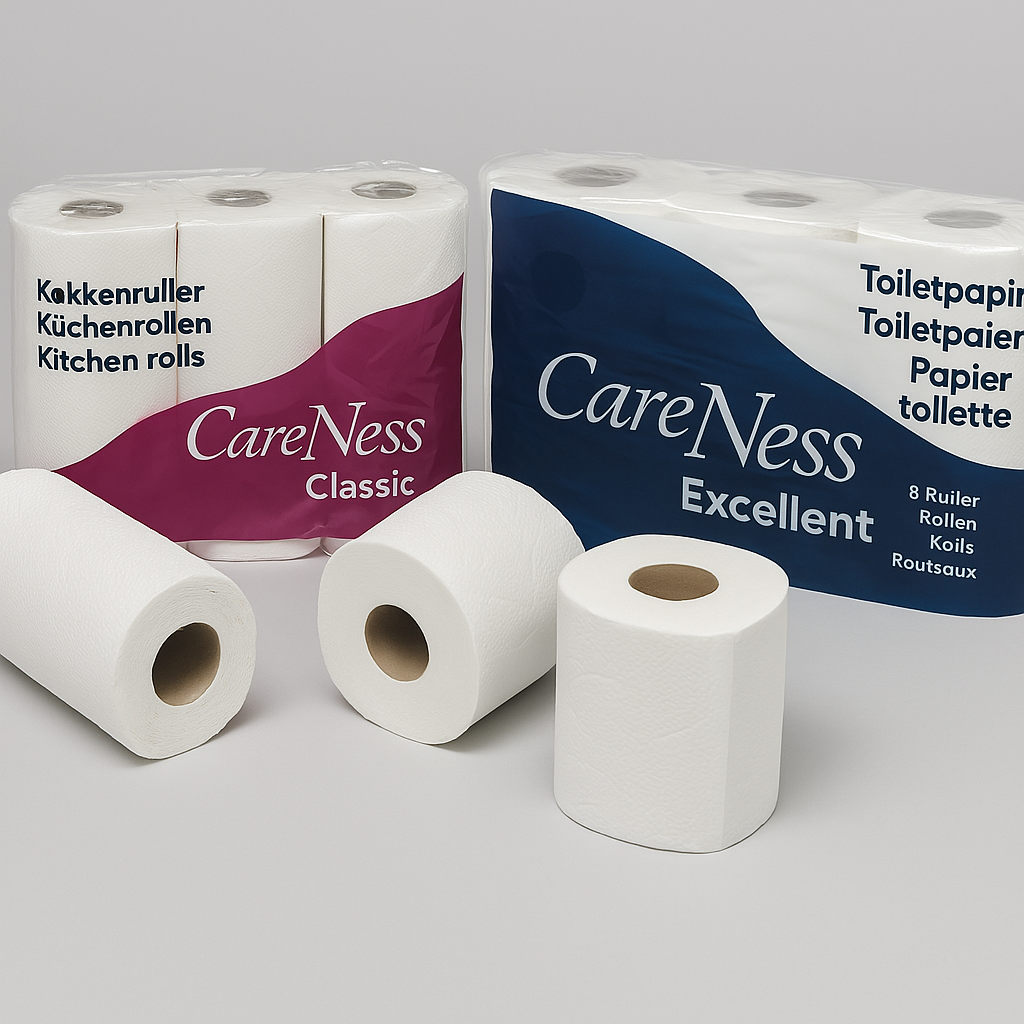 Toiletpapir, køkkenrulle og dispensorer